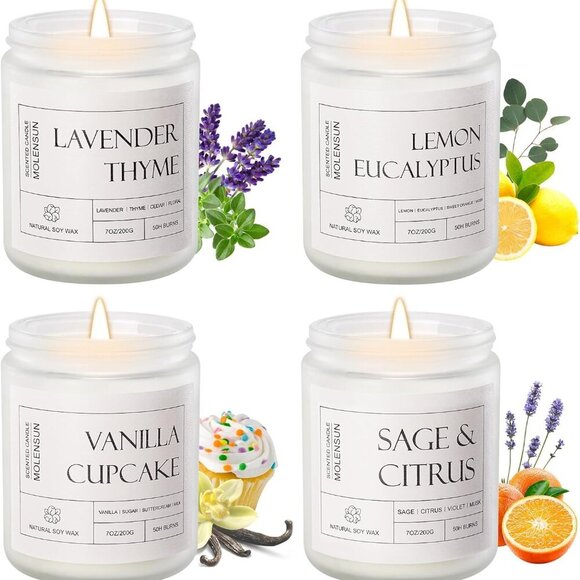 4 Pack Candles for Home Scented Mother's Day Gifts 28 oz Long Lasting Candles